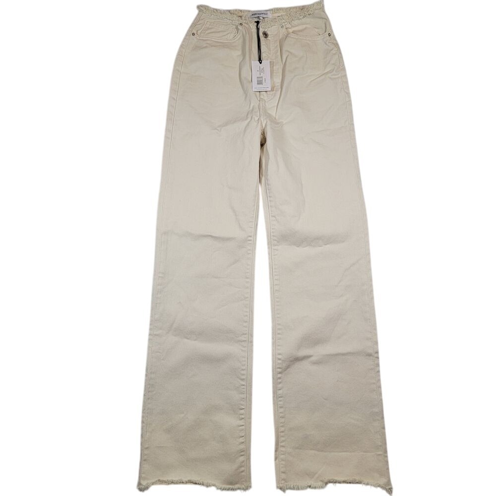 NWT‎ WeWoreWhat Women's Frayed WB Straight Sz 27 Twill Denim Classic White